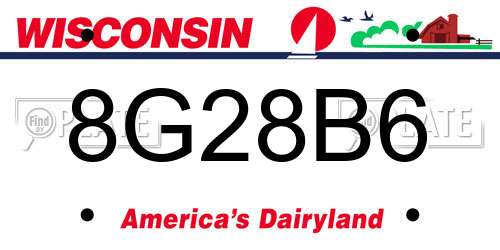 8G28B6 Wisconsin License Plate