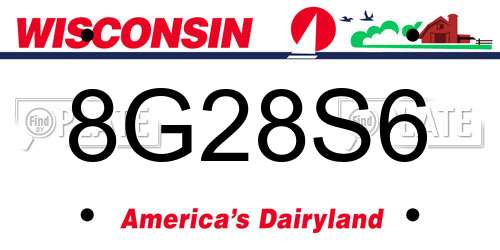 8G28S6 Wisconsin License Plate
