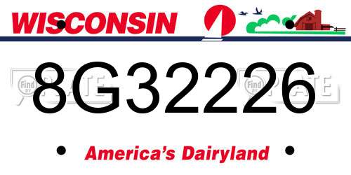 8G32226 Wisconsin License Plate