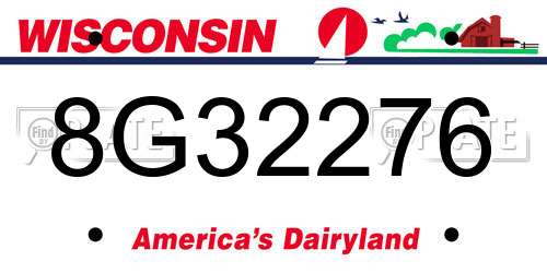 8G32276 Wisconsin License Plate