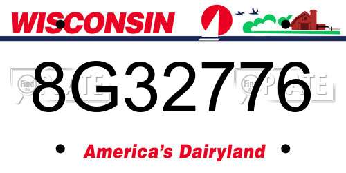 8G32776 Wisconsin License Plate