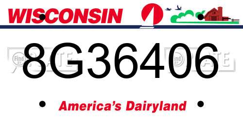 8G36406 Wisconsin License Plate