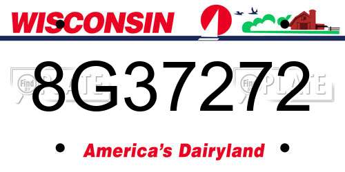 8G37272 Wisconsin License Plate