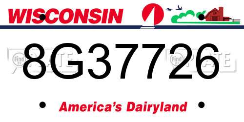 8G37726 Wisconsin License Plate