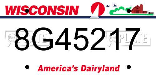 8G45217 Wisconsin License Plate