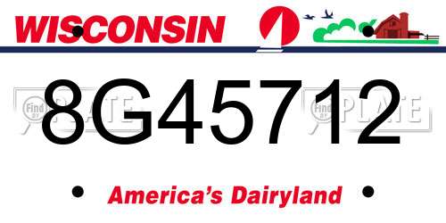 8G45712 Wisconsin License Plate