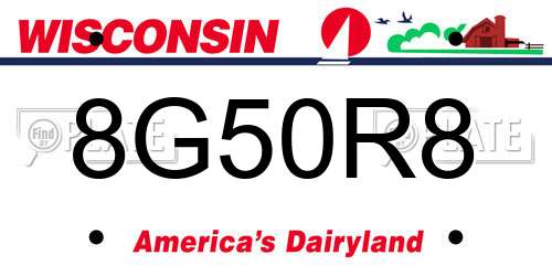 8G50R8 Wisconsin License Plate