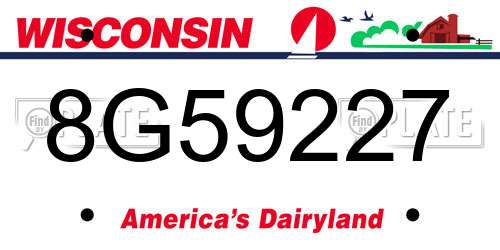8G59227 Wisconsin License Plate