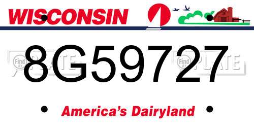 8G59727 Wisconsin License Plate