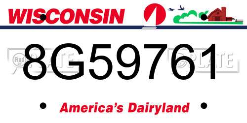 8G59761 Wisconsin License Plate