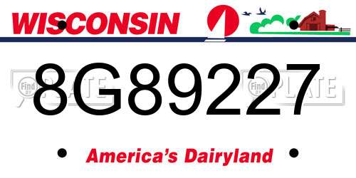 8G89227 Wisconsin License Plate