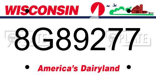 8G89277 Wisconsin License Plate