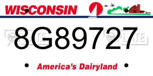 8G89727 Wisconsin License Plate