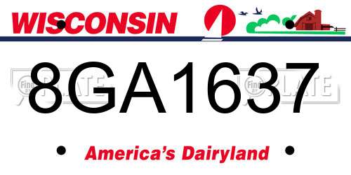 8GA1637 Wisconsin License Plate