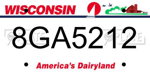 8GA5212 Wisconsin License Plate