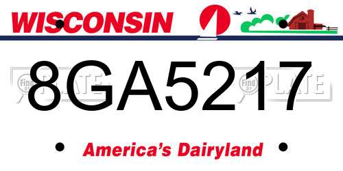 8GA5217 Wisconsin License Plate