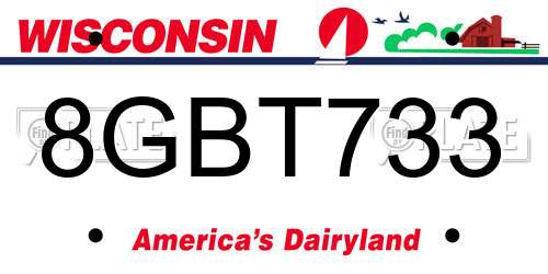 8GBT733 Wisconsin License Plate