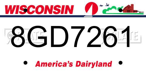 8GD7261 Wisconsin License Plate