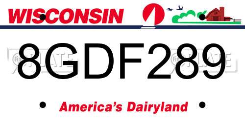 8GDF289 Wisconsin License Plate