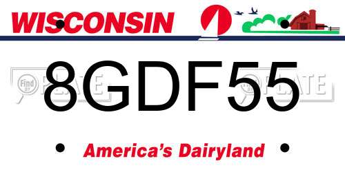8GDF55 Wisconsin License Plate