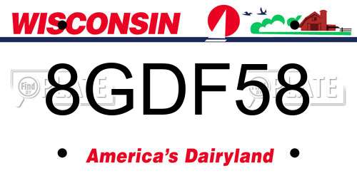 8GDF58 Wisconsin License Plate