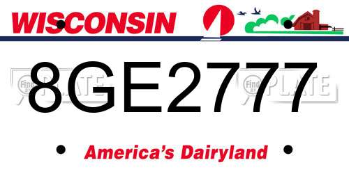 8GE2777 Wisconsin License Plate
