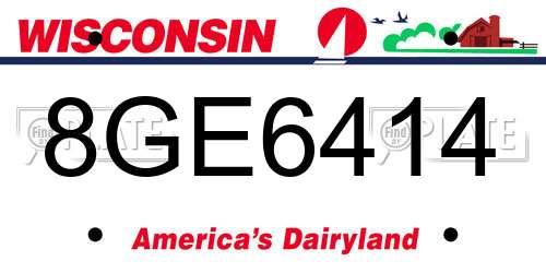 8GE6414 Wisconsin License Plate