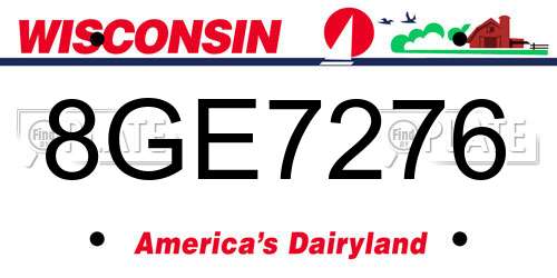 8GE7276 Wisconsin License Plate