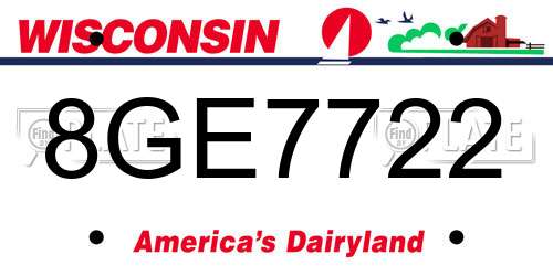 8GE7722 Wisconsin License Plate
