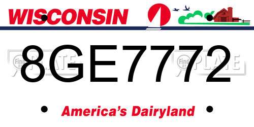 8GE7772 Wisconsin License Plate