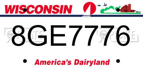 8GE7776 Wisconsin License Plate