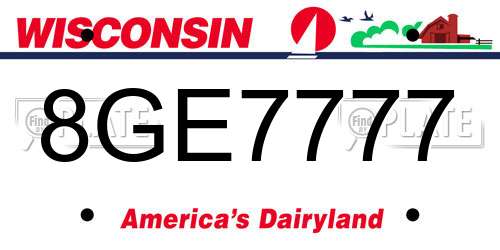 8GE7777 Wisconsin License Plate