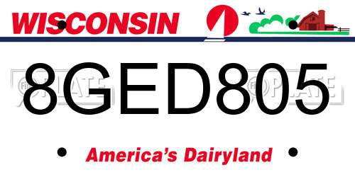 8GED805 Wisconsin License Plate