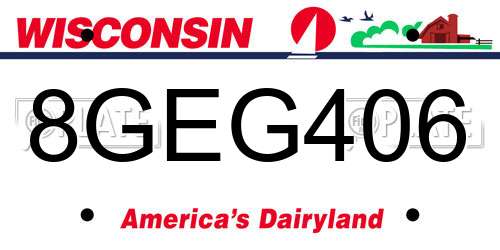 8GEG406 Wisconsin License Plate