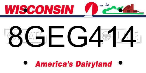 8GEG414 Wisconsin License Plate