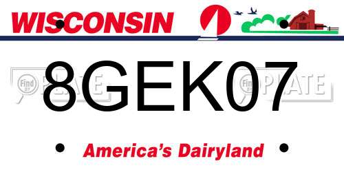 8GEK07 Wisconsin License Plate