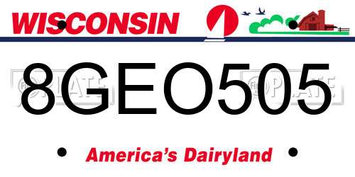 8GEO505 Wisconsin License Plate