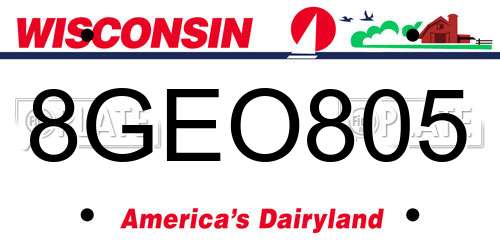 8GEO805 Wisconsin License Plate