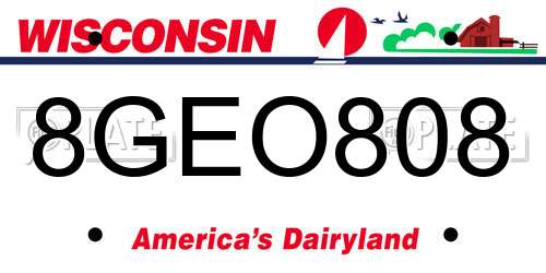 8GEO808 Wisconsin License Plate
