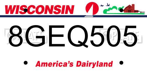 8GEQ505 Wisconsin License Plate