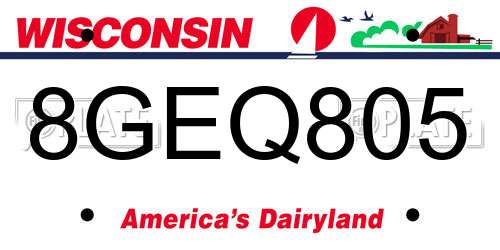 8GEQ805 Wisconsin License Plate