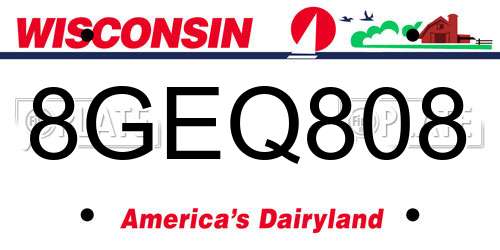 8GEQ808 Wisconsin License Plate