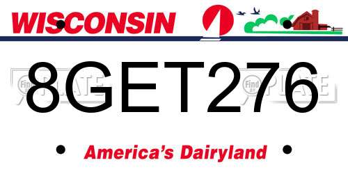 8GET276 Wisconsin License Plate