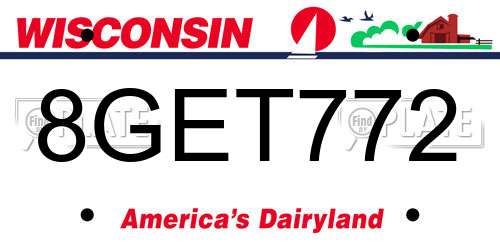 8GET772 Wisconsin License Plate