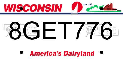 8GET776 Wisconsin License Plate