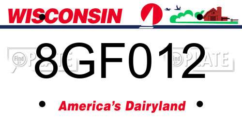 8GF012 Wisconsin License Plate