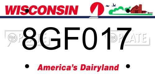 8GF017 Wisconsin License Plate
