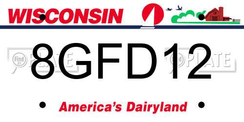 8GFD12 Wisconsin License Plate