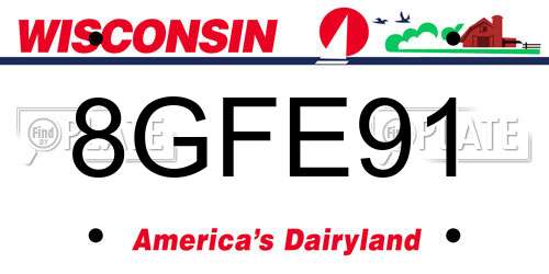 8GFE91 Wisconsin License Plate
