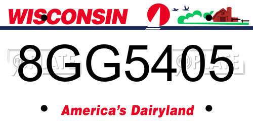 8GG5405 Wisconsin License Plate